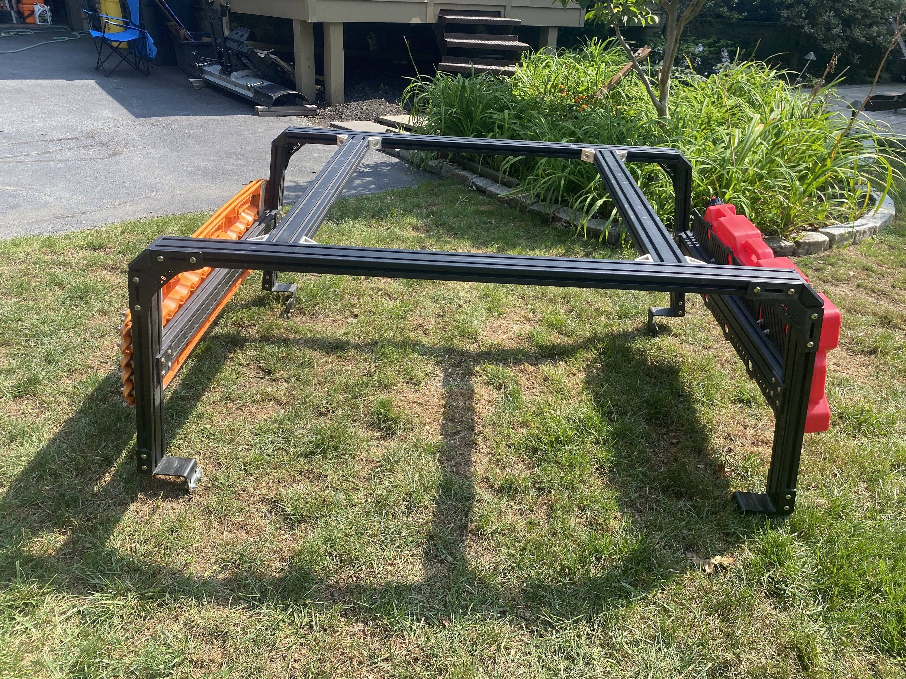 Jeep Gladiator Xtrusion Overland XTR1 Bed Rack with Actiontrax and Rotopax fuel can 52746F7C-0ADC-4CB6-AE4B-32A9831F5733