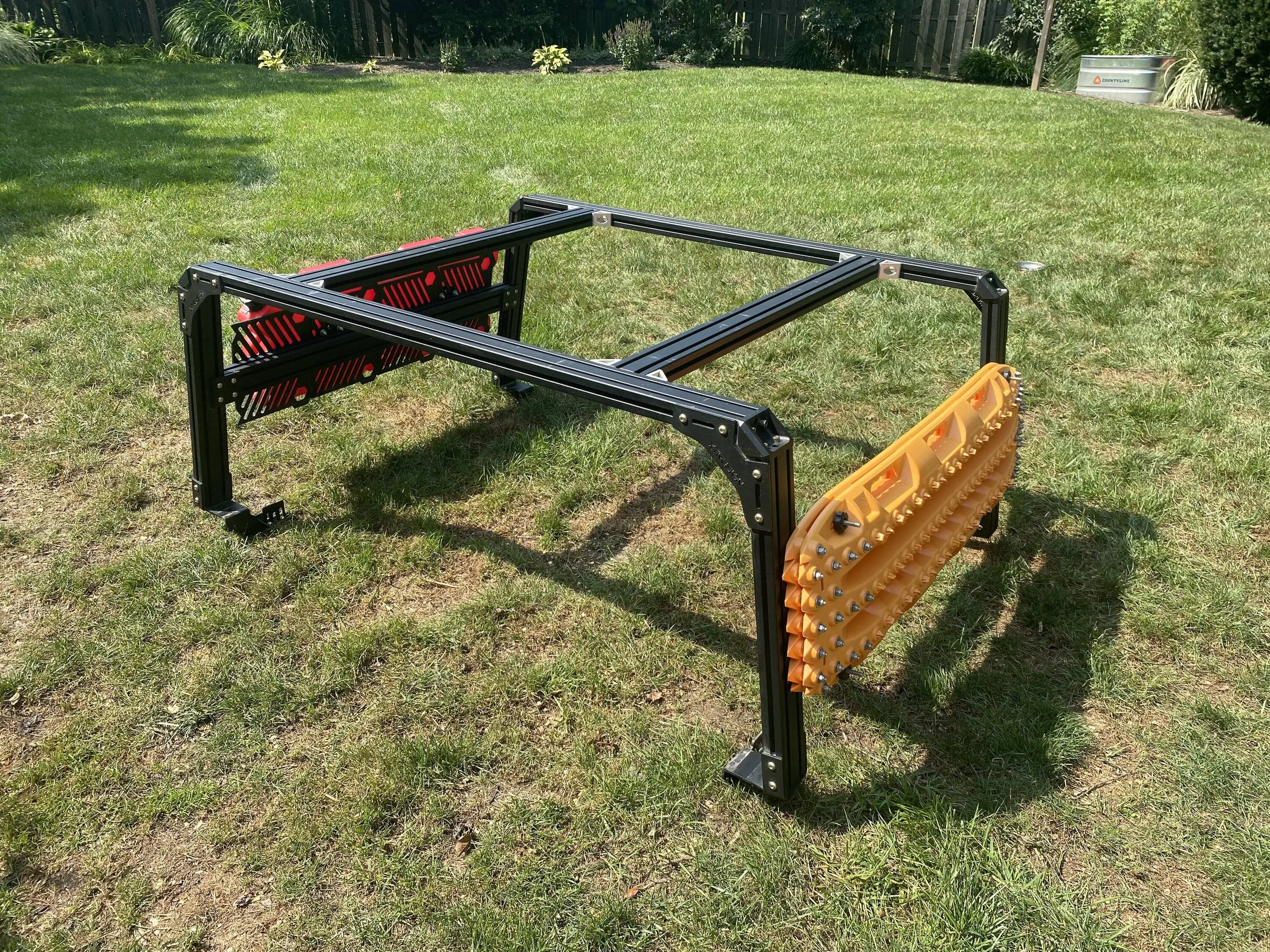 Jeep Gladiator Xtrusion Overland XTR1 Bed Rack with Actiontrax and Rotopax fuel can 9DBB6060-83DA-440D-BD0E-8BED2D8BE6D6