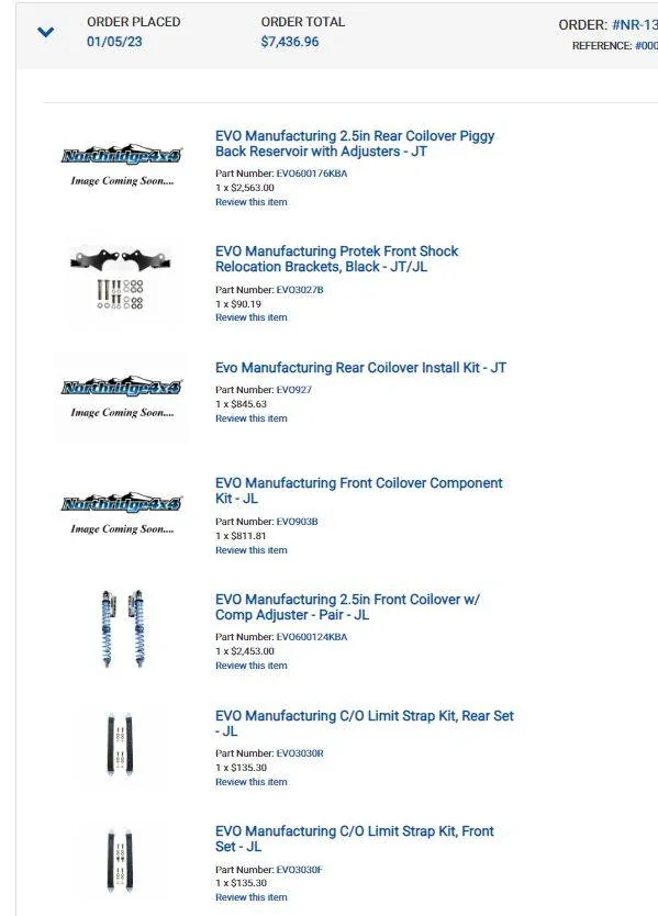 Jeep Gladiator EVO 2.5 Coilovers Front and Rear JT/JL New Evo-CoilOvers