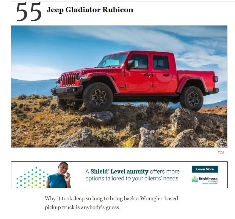 Jeep Gladiator Forbes Hottest Future Collectible Cars (Gladiator #55 and Wrangler #1)   ??????????????????? Forbes Gladiator 55