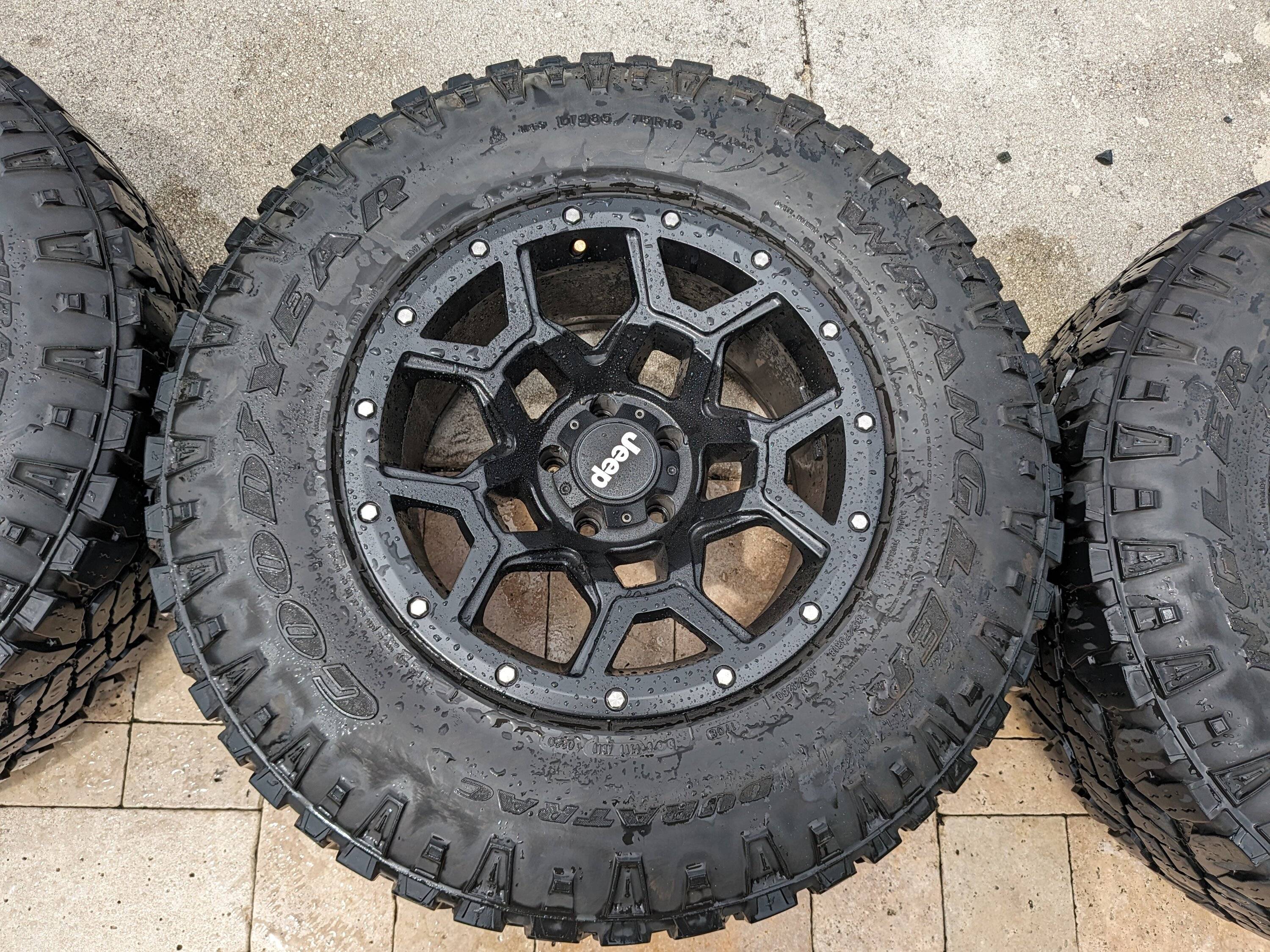 Jeep Gladiator 18" Black Rhino Overland Wheels w/ 35" Tires, TPMS and Lugs PXL_20230904_162444173