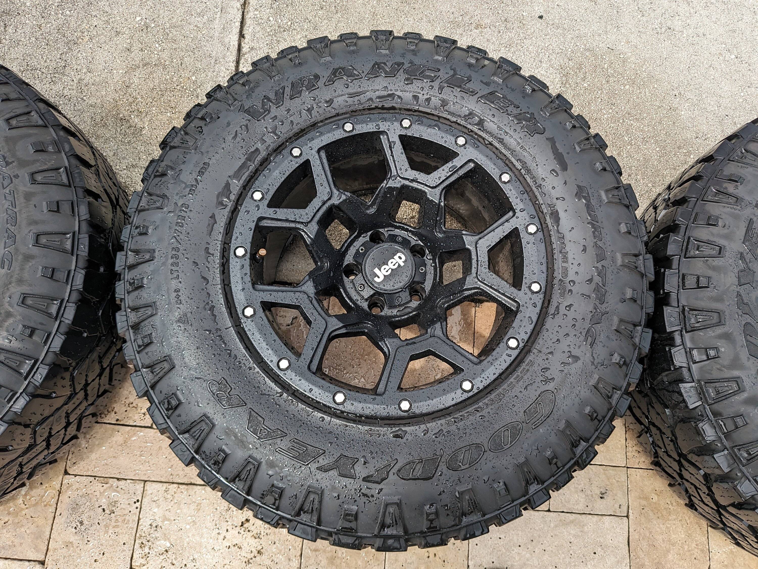 Jeep Gladiator 18" Black Rhino Overland Wheels w/ 35" Tires, TPMS and Lugs PXL_20230904_162446599