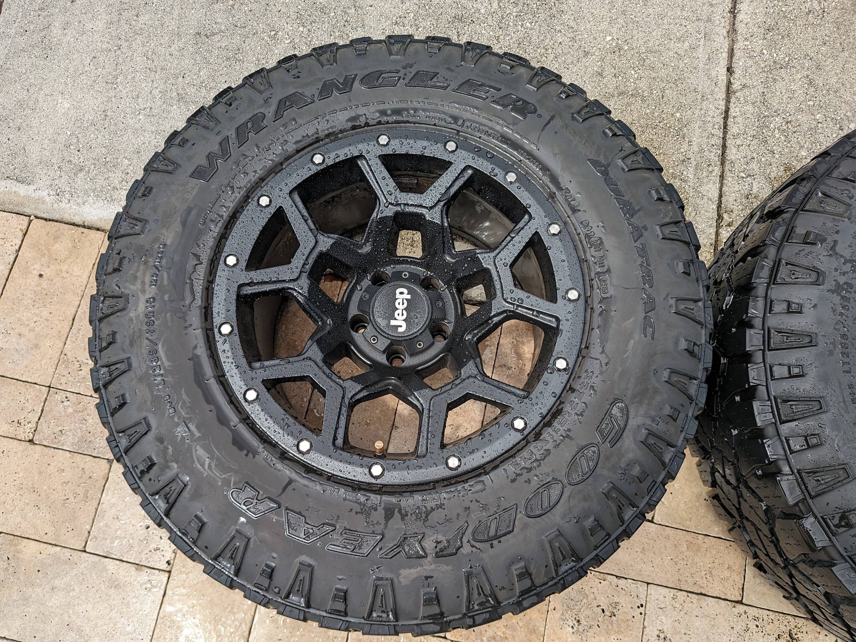 Jeep Gladiator 18" Black Rhino Overland Wheels w/ 35" Tires, TPMS and Lugs PXL_20230904_162448583