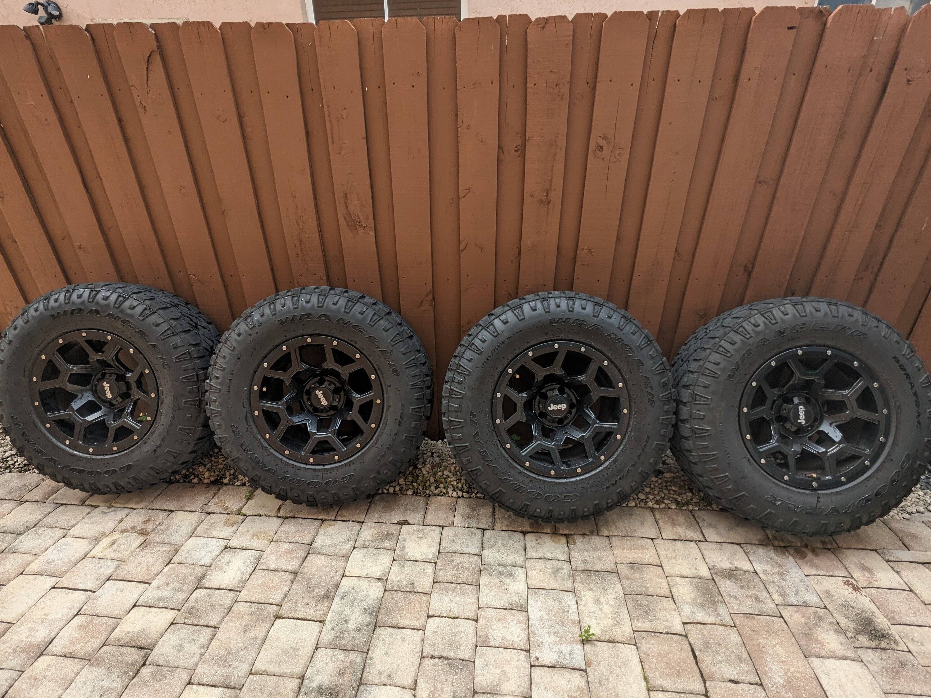 Jeep Gladiator 18" Black Rhino Overland Wheels w/ 35" Tires, TPMS and Lugs PXL_20230904_162940556