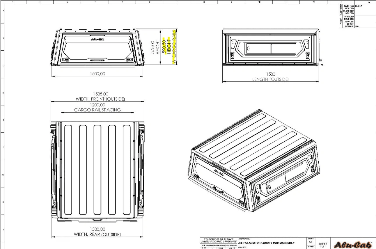 Jeep Gladiator Alu-Cab Contour Canopy Roll Call - not Camper 1694230223054