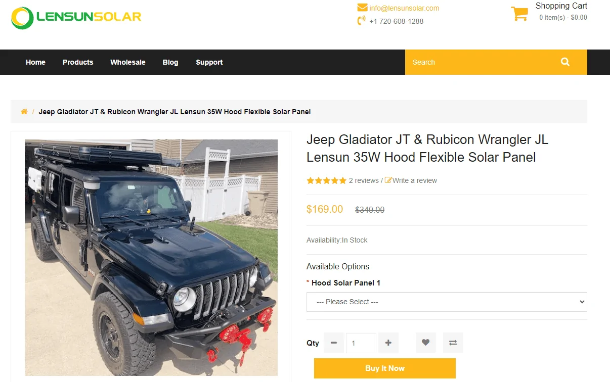 Jeep Gladiator Hood Mounted Solar Panels 1694363372724