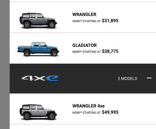 Jeep Gladiator 2022 Gas vs 2024 (4xe?) Financials Screenshot 2023-09-12 10.40.02 AM