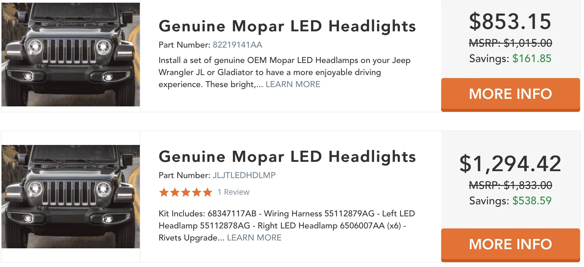 Jeep Gladiator Difference between Mopar LED Headlights Screenshot 2023-09-14 at 11.30.16 AM