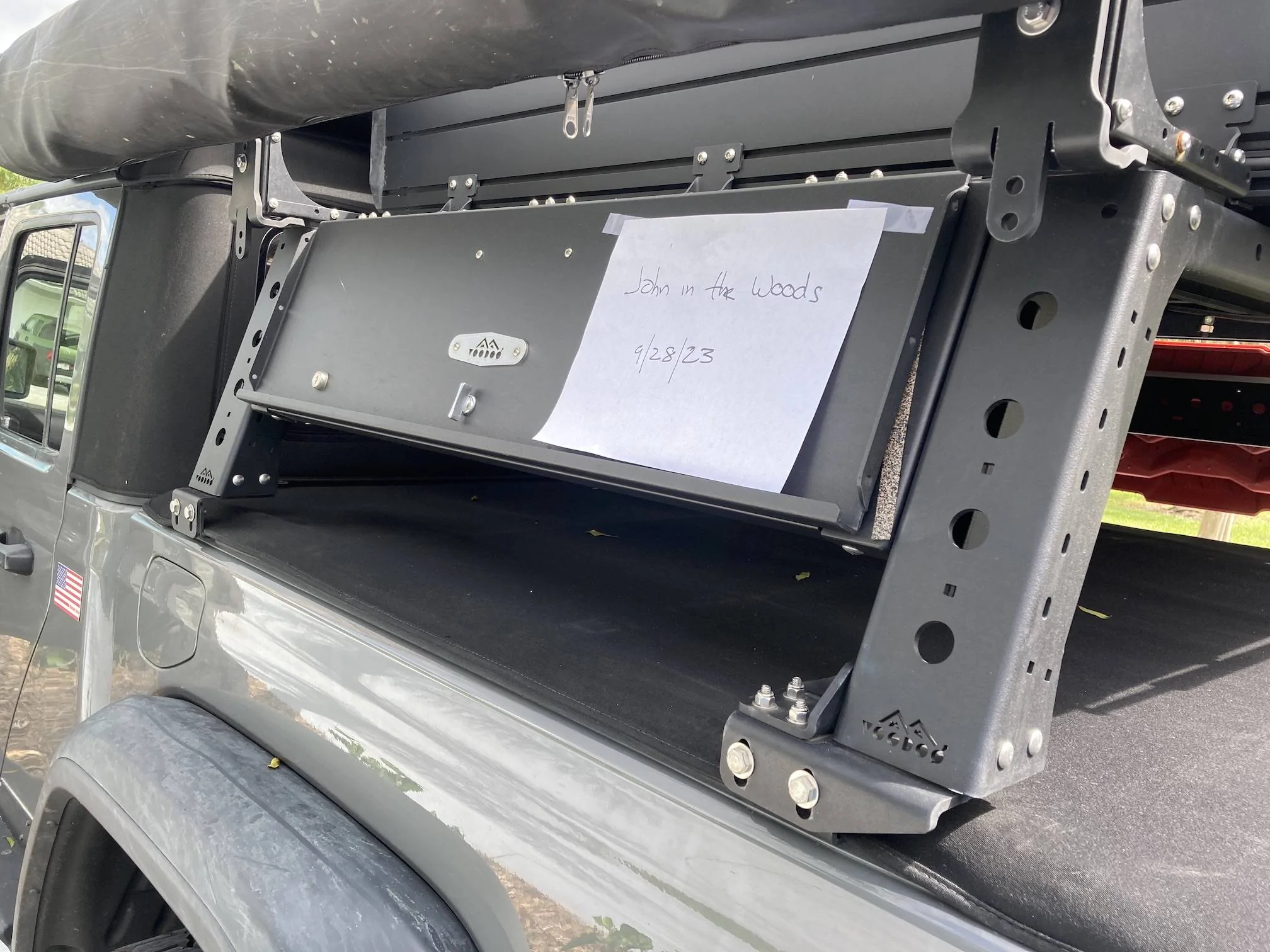 Jeep Gladiator KB VooDoo Max Mod 14" aluminum rack, w/cargo box, tonneau brackets and trac board mount $700 OBO IMG_4765