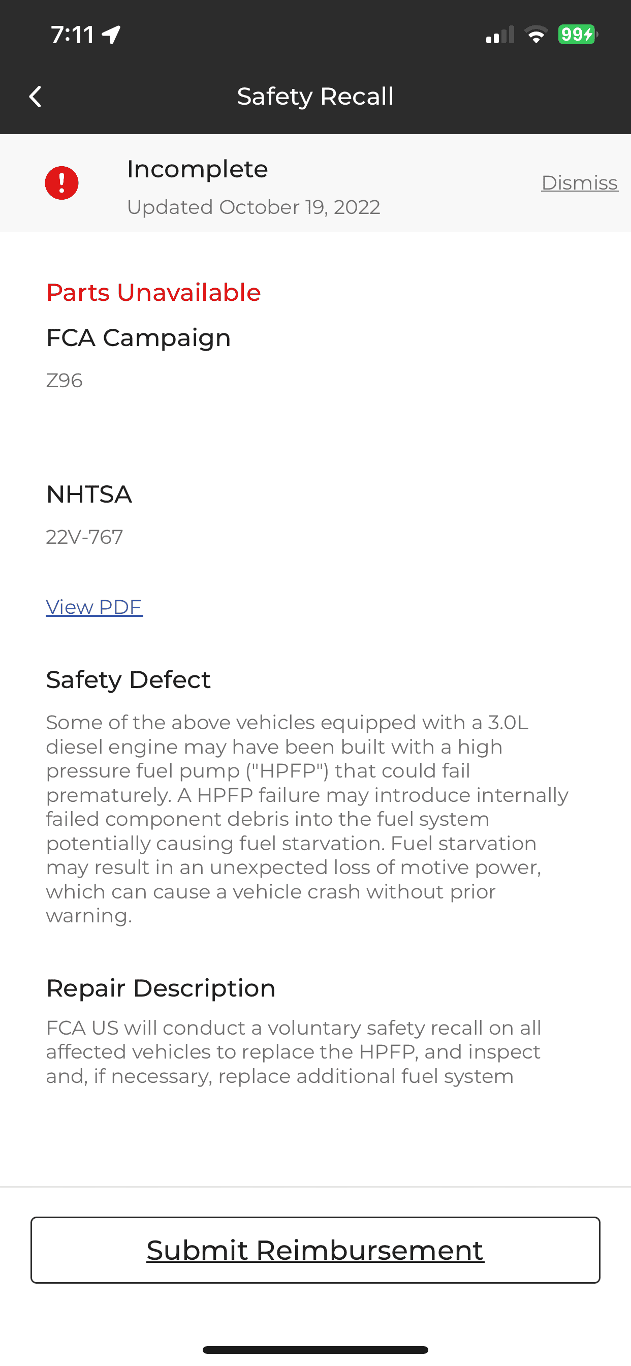 Jeep Gladiator HPFP recall info check IMG_1566