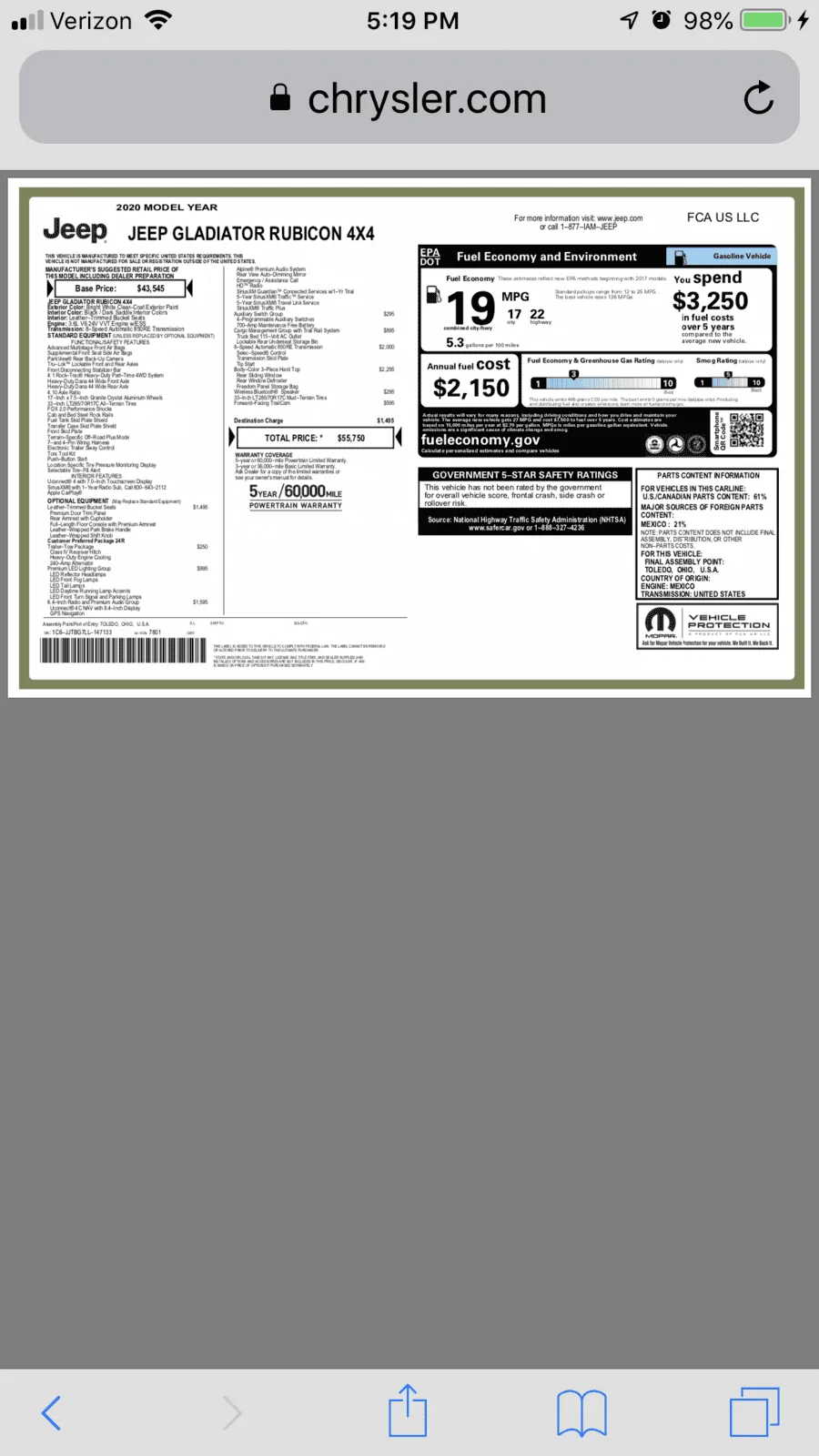 Jeep Gladiator Gladiator Window Sticker and Build Sheet Order Tracking 5DCC49BD-EA2E-4813-9A14-0897AECF1C4B
