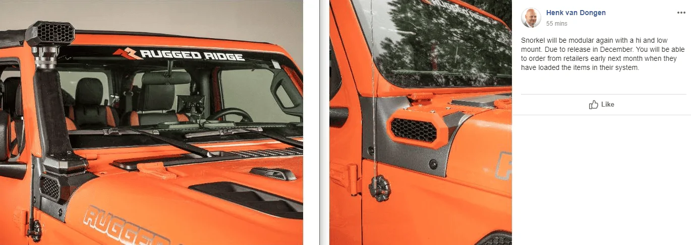 Jeep Gladiator RR Snorkel due to release in December. Snork