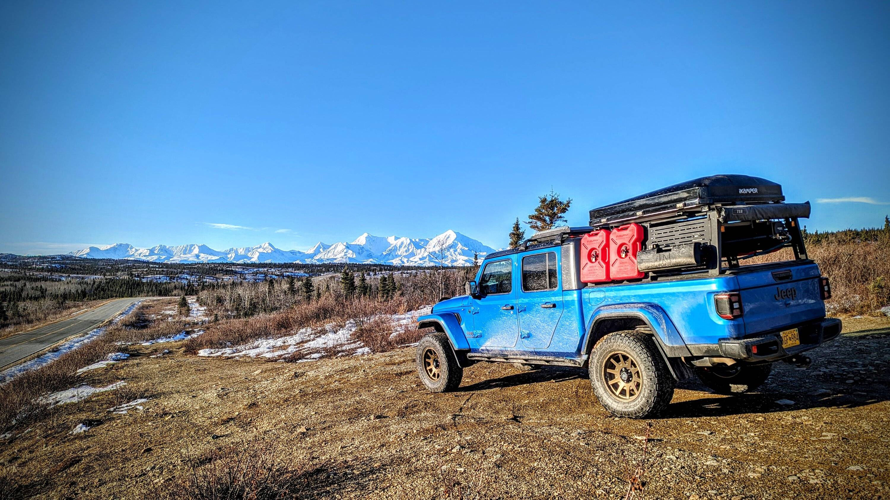 Jeep Gladiator Alaska Daily Drivers: Hydro Blue 80A and Bright White JTR PXL_20231015_183107507~2
