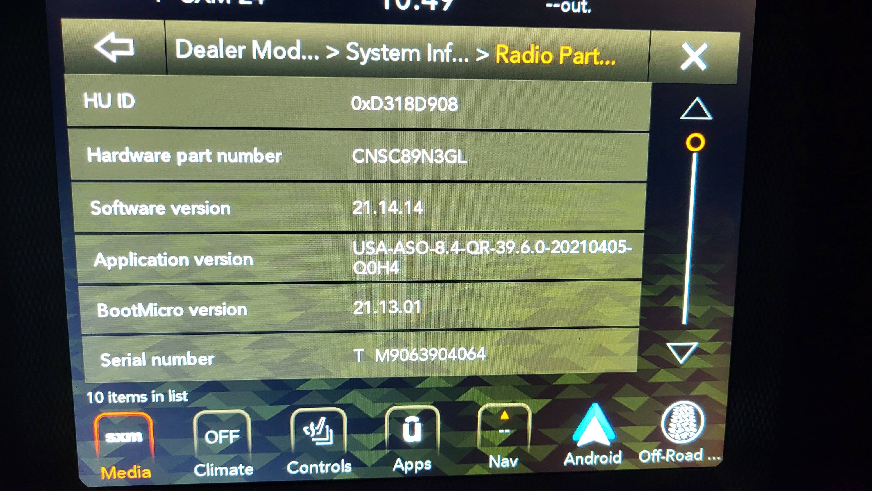 Jeep Gladiator Software update 20231018_224945
