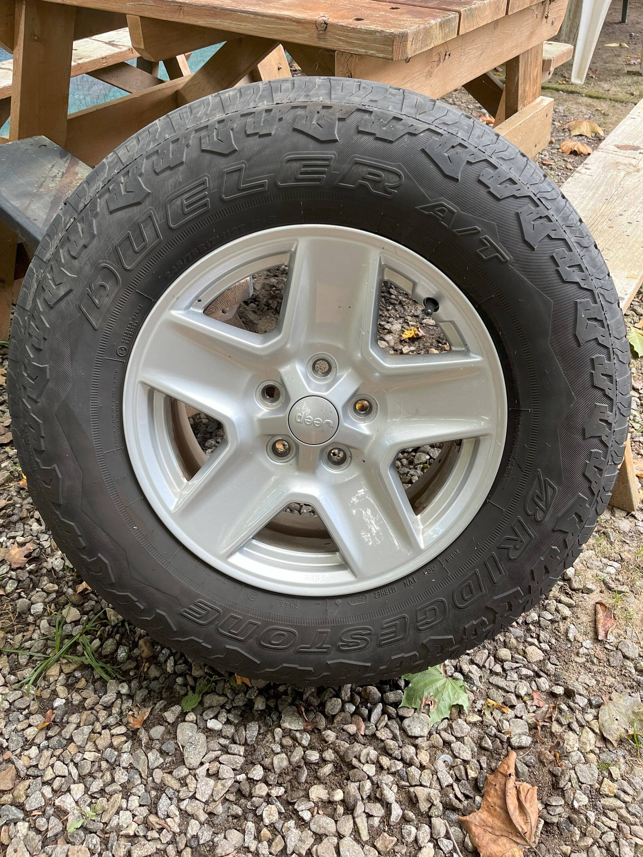Jeep Gladiator Five 17" OEM tires and rims taken off Jeep Gladiator Sport at 30,000 miles. $300 IMG_9676
