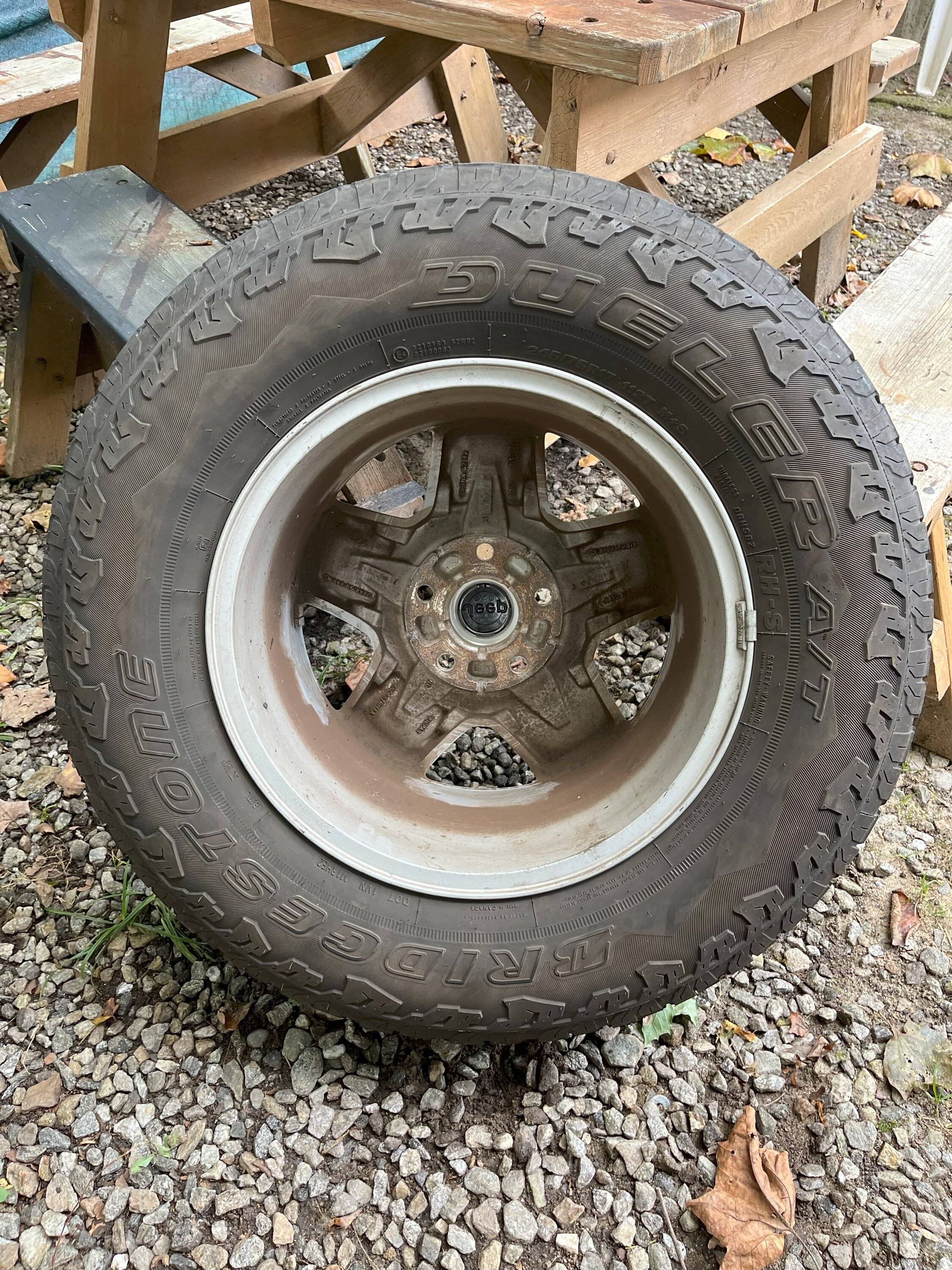 Jeep Gladiator Five 17" OEM tires and rims taken off Jeep Gladiator Sport at 30,000 miles. $300 IMG_9677