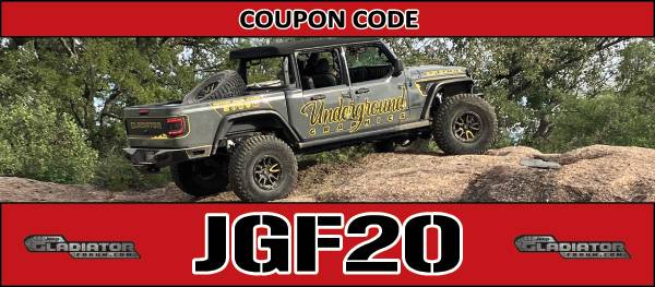 Jeep Gladiator Underground Graphics:  Updated site, IPC and new COUPON CODE! JGF coupon Code