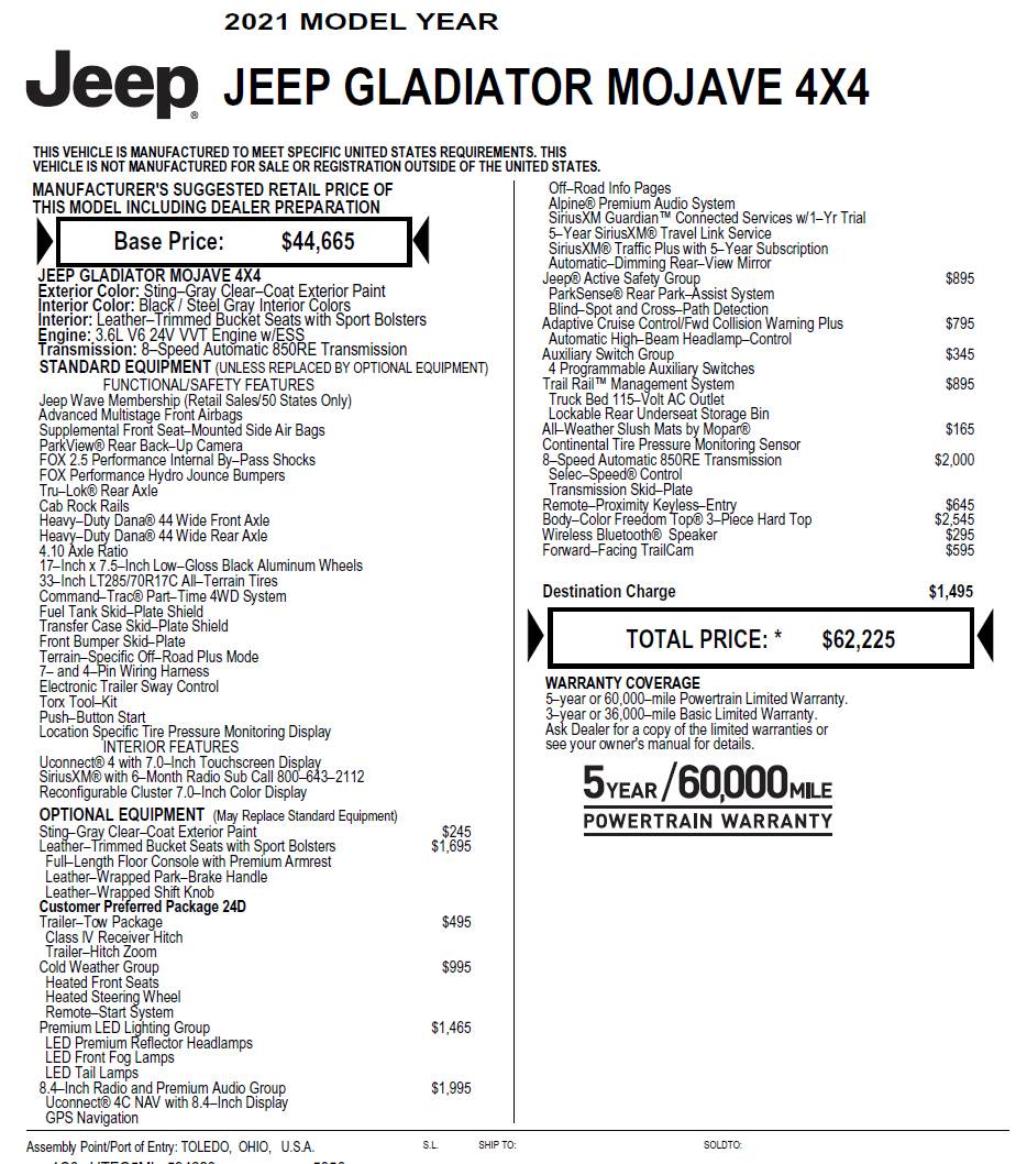 Jeep Gladiator Walkaround 2024 Tacoma TRD Pro and Trail Hunter Sticker