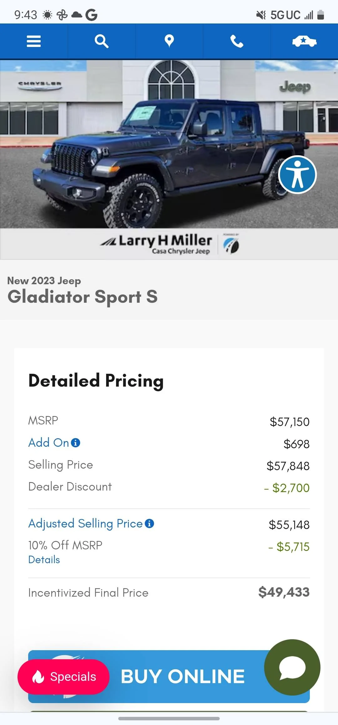 Jeep Gladiator ISO NEW 2023 Sport S *with max tow package* Screenshot_20231026_094317_Chrom
