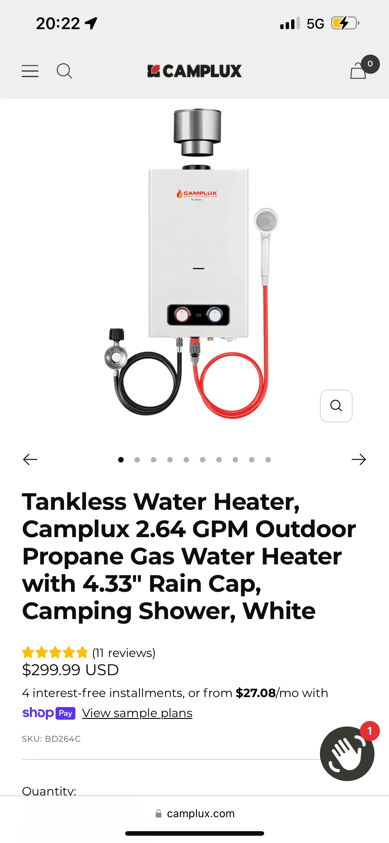 Jeep Gladiator Camplux 2.64gpm portable shower with rain cap IMG_0013