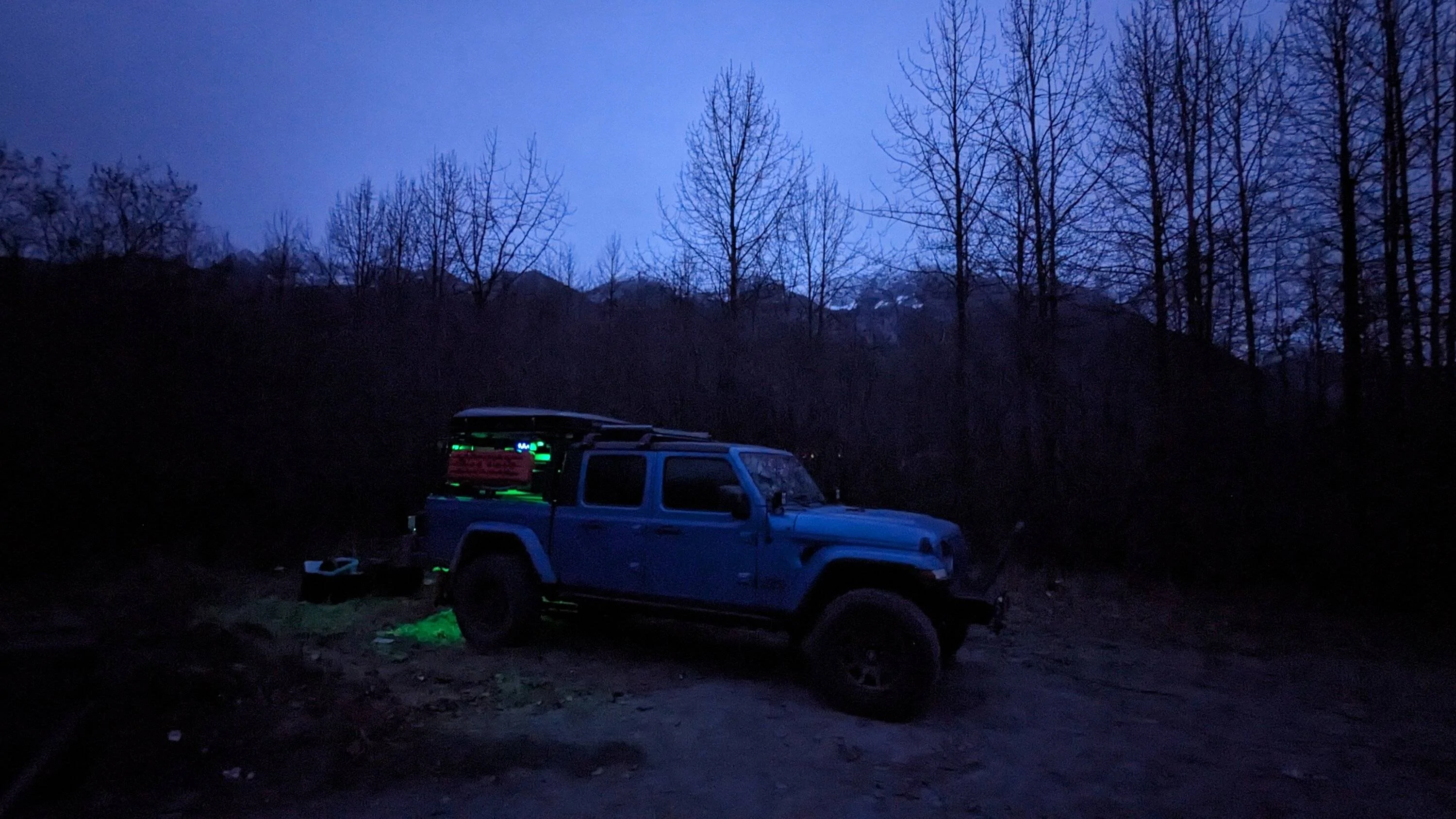 Jeep Gladiator Alaska Daily Drivers: Hydro Blue 80A and Bright White JTR PXL_20231029_162707674