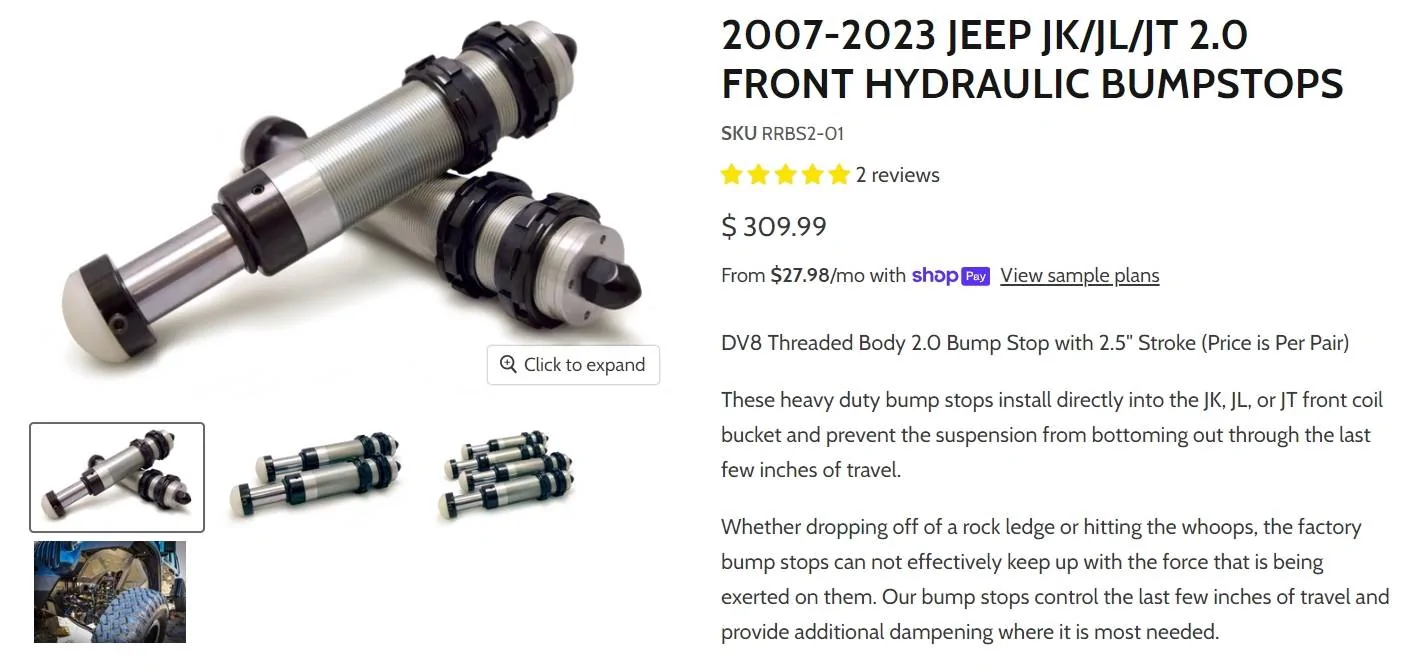 Jeep Gladiator Shocks and Hydraulic Bumpstops Screenshot_2