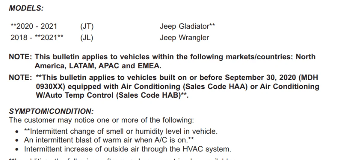 Jeep Gladiator HVAC issues 1699193950983