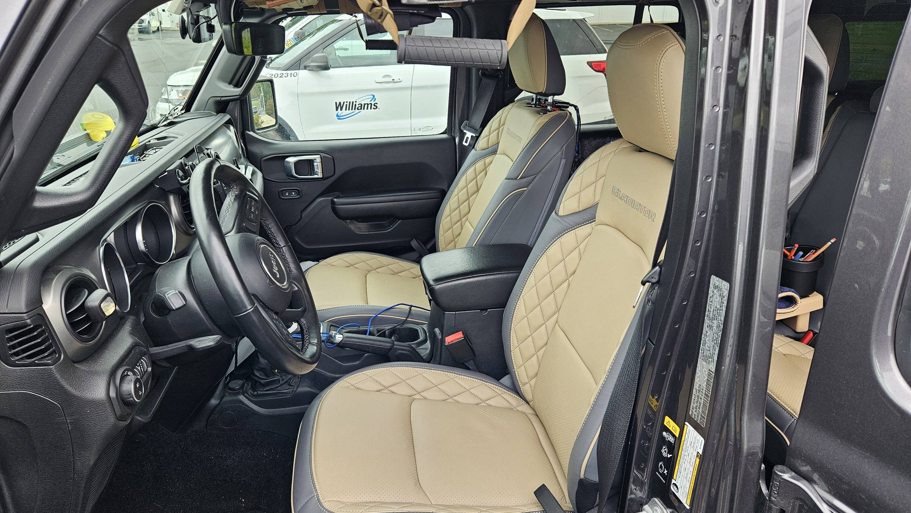 Jeep Gladiator Katzkin leather installed in my 2023 Sport S 20230926_122634