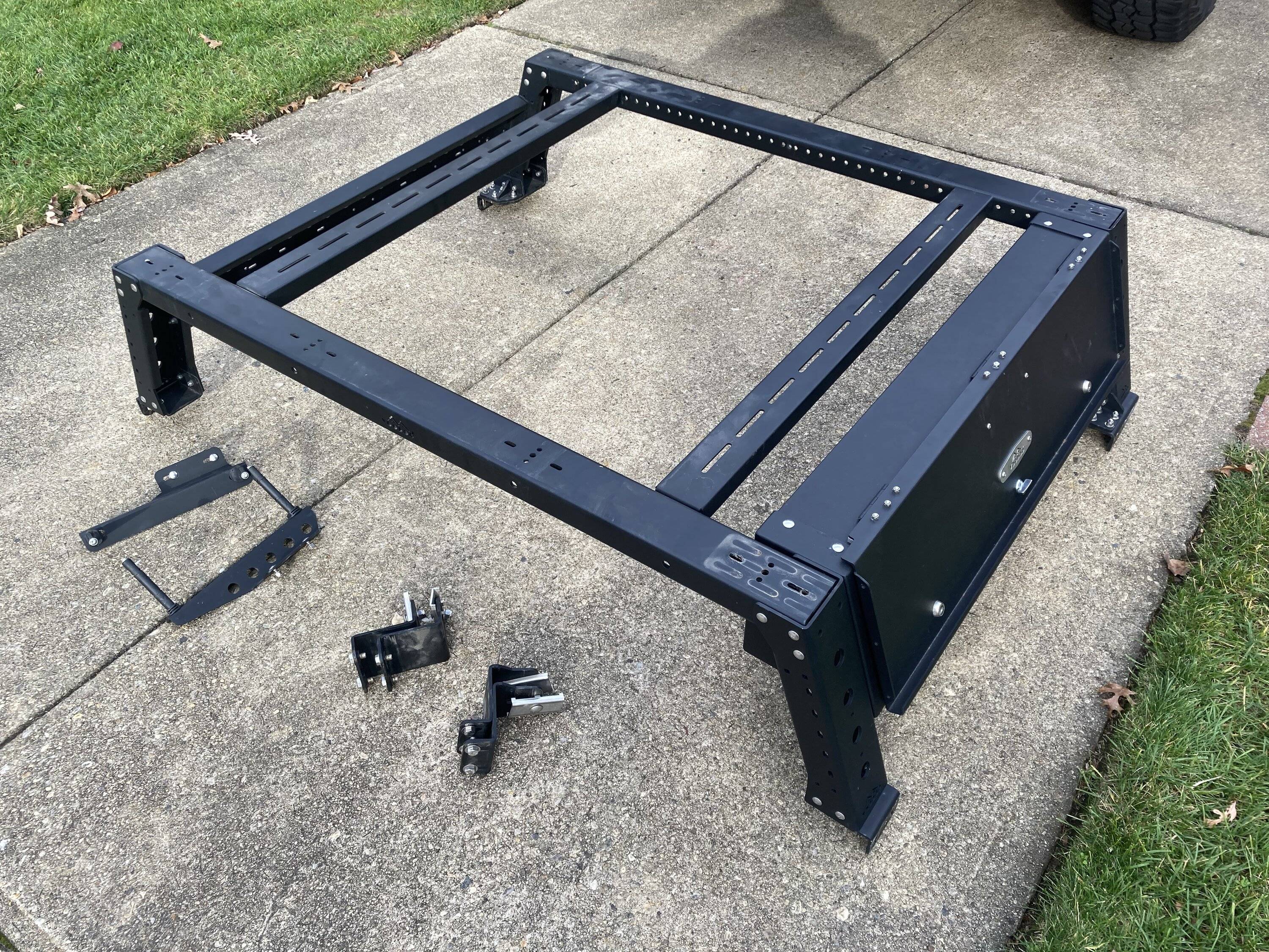 Jeep Gladiator KB VooDoo Max Mod 14" aluminum rack, w/cargo box, tonneau brackets and trac board mount $700 OBO IMG_4973