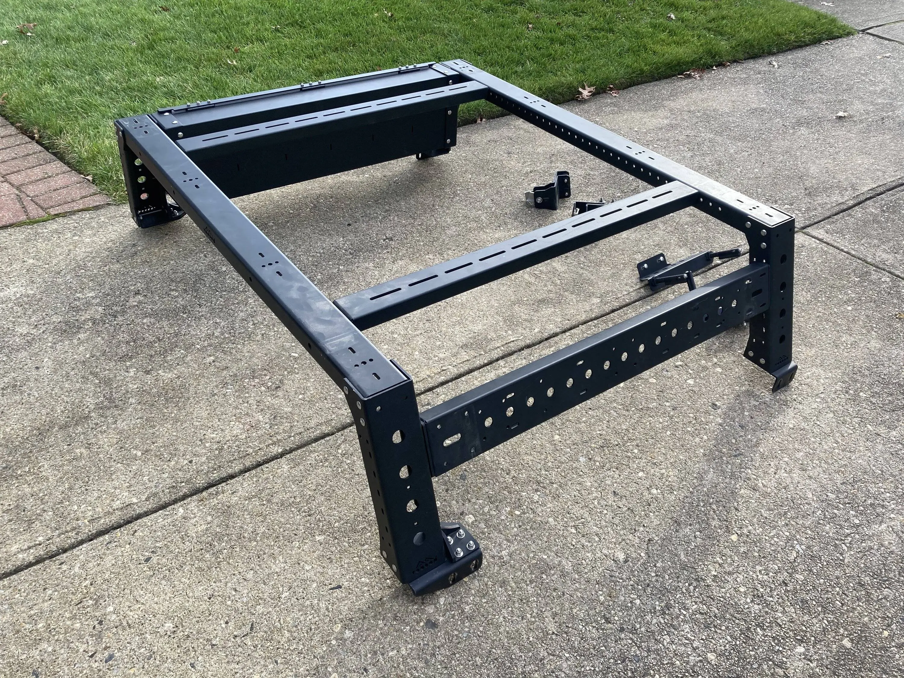 Jeep Gladiator KB VooDoo Max Mod 14" aluminum rack, w/cargo box, tonneau brackets and trac board mount $700 OBO IMG_4974