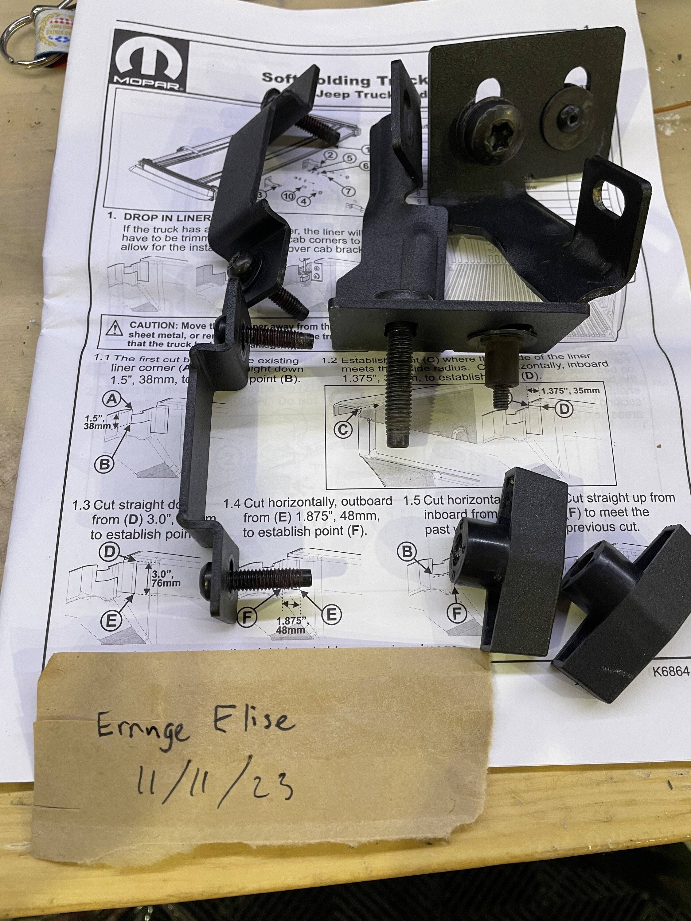 Jeep Gladiator Brackets for Mopar soft folding tonneau cover IMG_1189