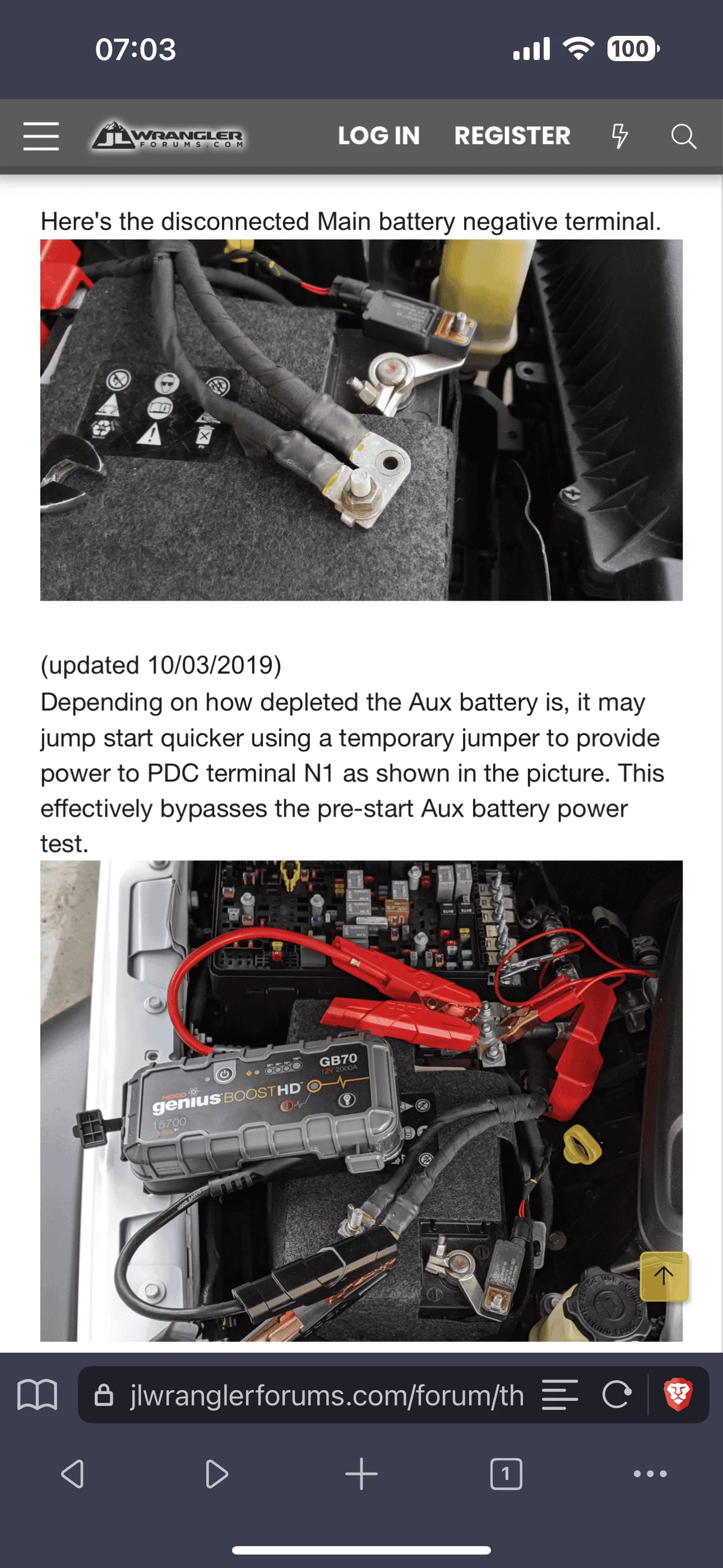 Jeep Gladiator Lights on but engine doesn’t start/turn over - single click then restarts IMG_8441