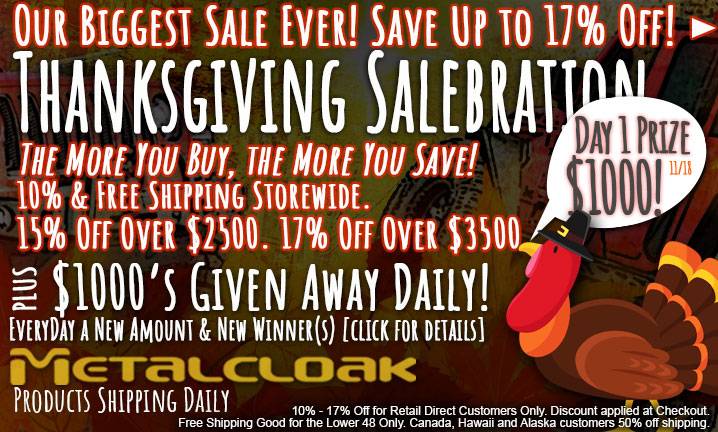 Jeep Gladiator Thanksgiving Salebration is On - Biggest. Sale. Ever. - Up to 17% Off + Free Shipping MetalcloakBlackFriday-2023-Day1-Mobile