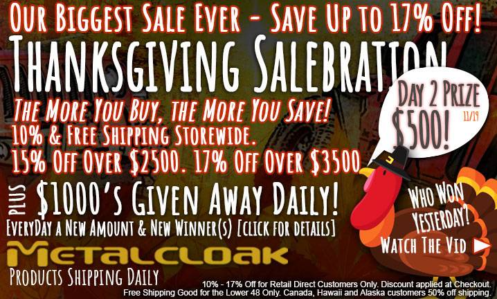 Jeep Gladiator Thanksgiving Salebration is On - Biggest. Sale. Ever. - Up to 17% Off + Free Shipping MetalcloakBlackFriday-2023-Day2-Mobile