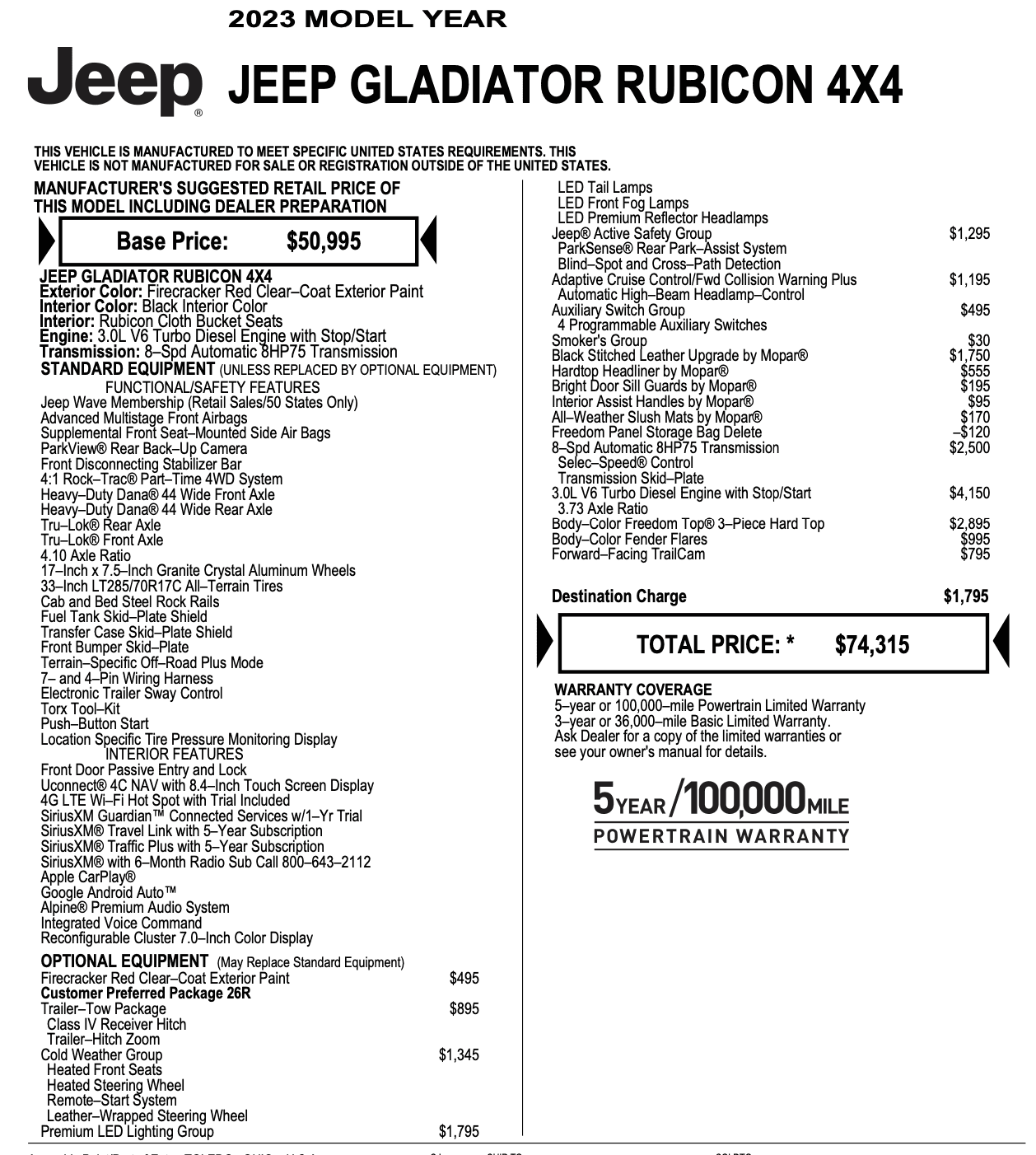 Jeep Gladiator Bought a 2023 Rubicon last week Screenshot 2023-11-19 at 5.03.30 PM