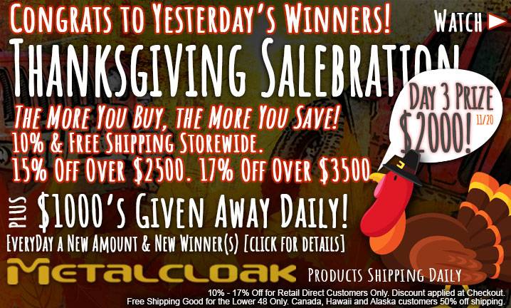 Jeep Gladiator Thanksgiving Salebration is On - Biggest. Sale. Ever. - Up to 17% Off + Free Shipping MetalcloakBlackFriday-2023-Day3-Mobile
