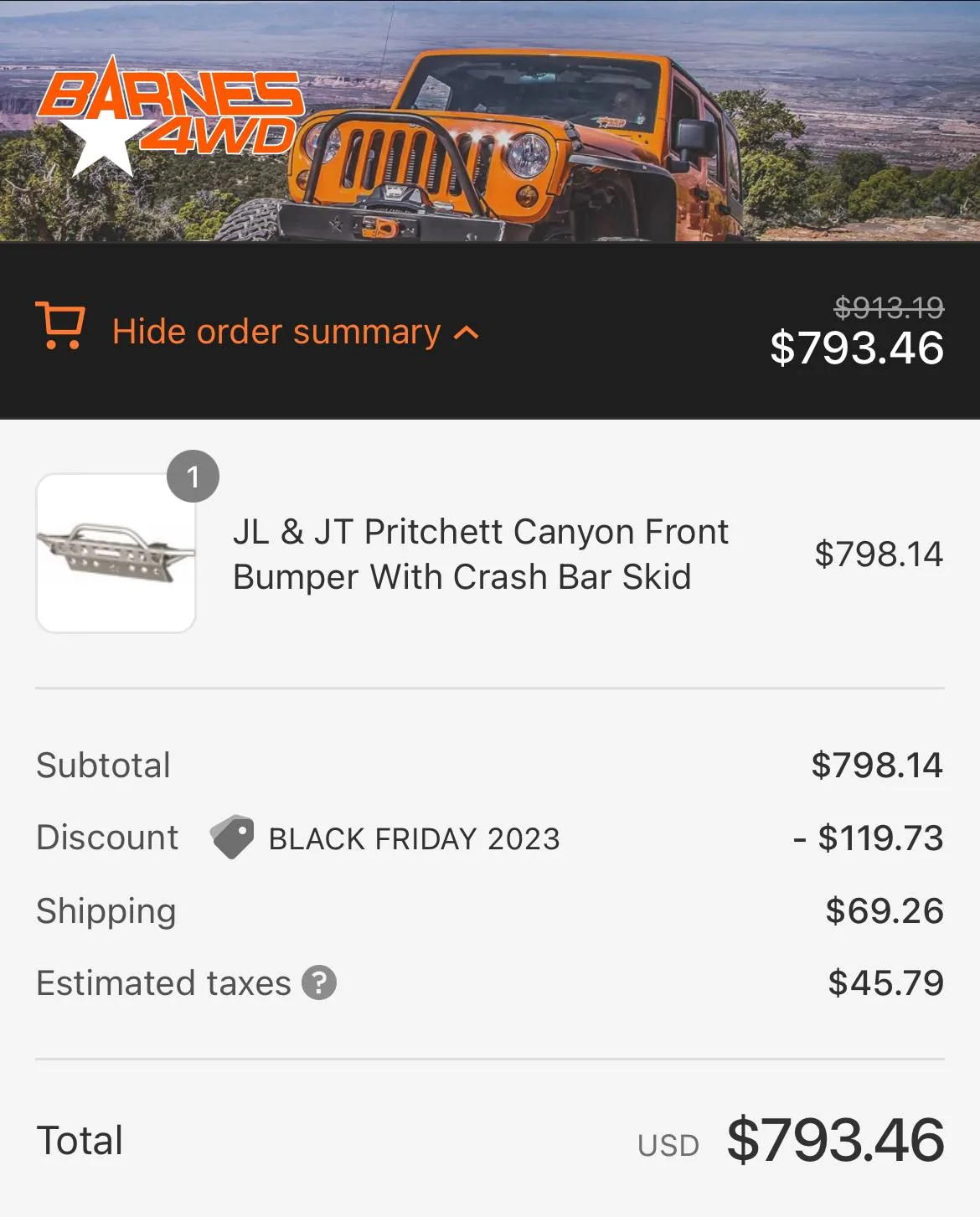 Jeep Gladiator JT Pritchett Canyon Front Bumper IMG_4017