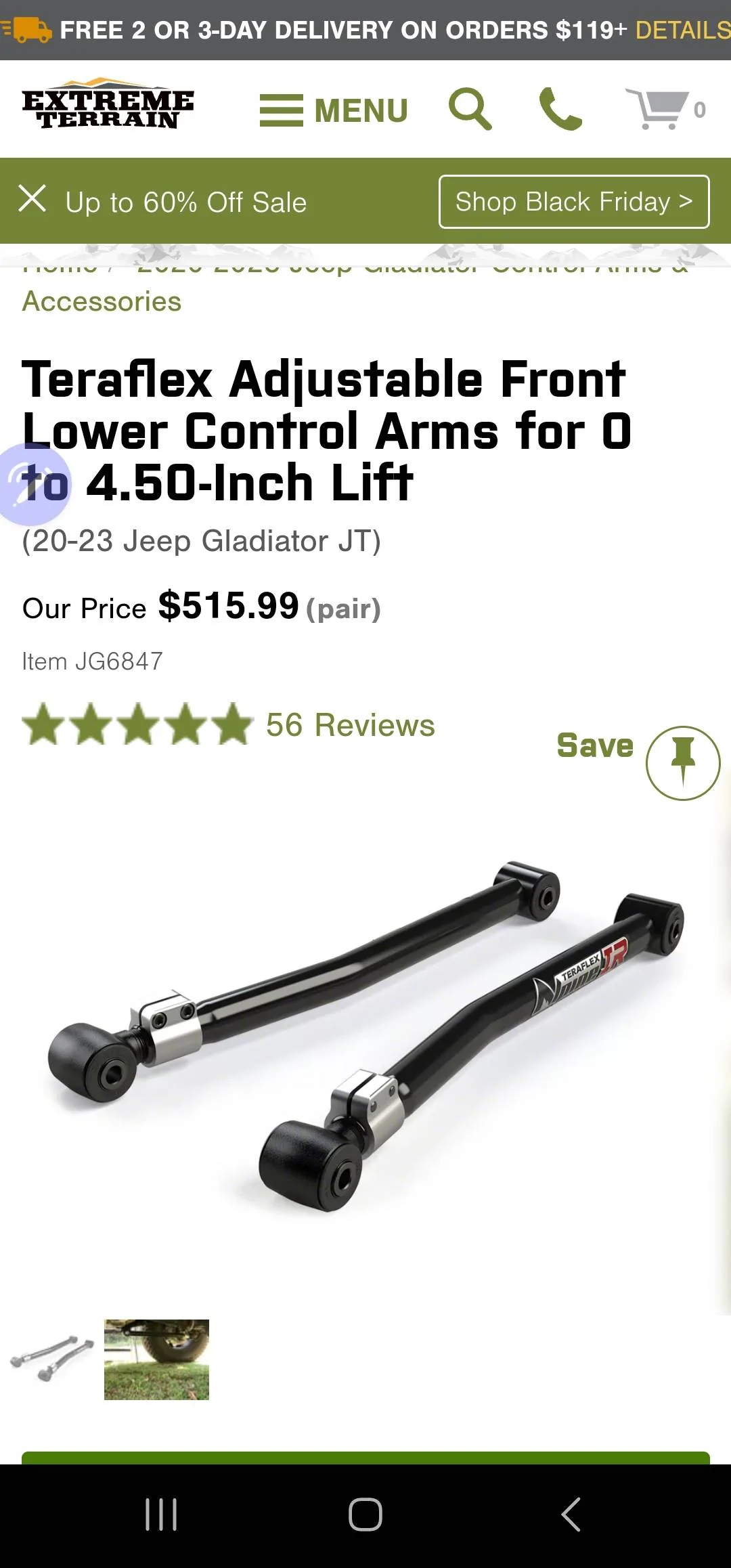 Jeep Gladiator Control arm length with geo brackets Screenshot_20231126_230107_Samsung Internet