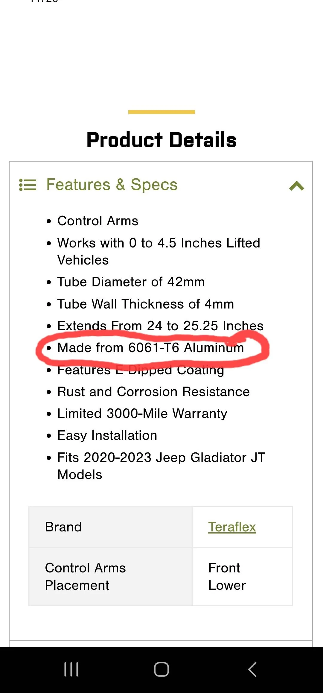 Jeep Gladiator Control arm length with geo brackets Screenshot_20231126_225947_Samsung Internet