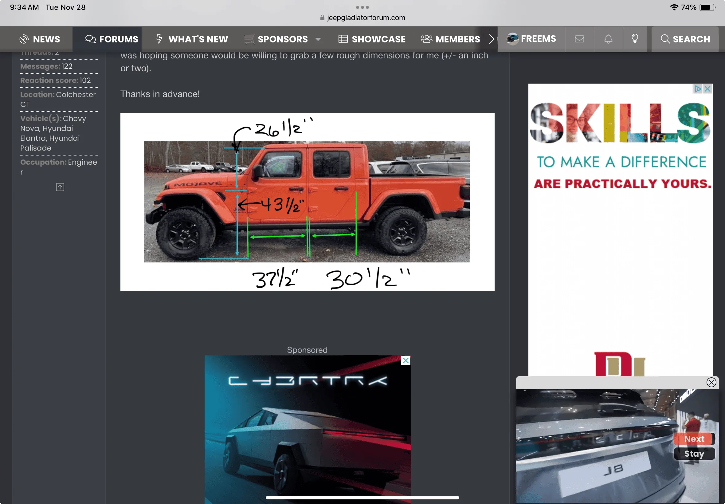Jeep Gladiator Need help with door measurements... 1701189731382