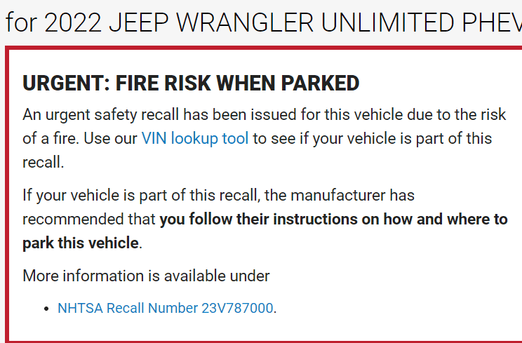 Jeep Gladiator Jeep Wrangler 4xe Fire Risk Recall 1701366775091