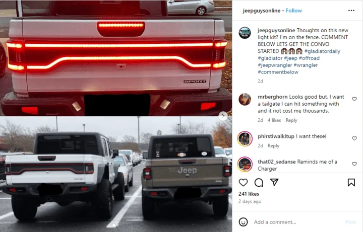 Jeep Gladiator Racetrack Tailgate Light seen in the wild oracle_racetrack_light_led_light_for_jeep_gladiator_jt_720