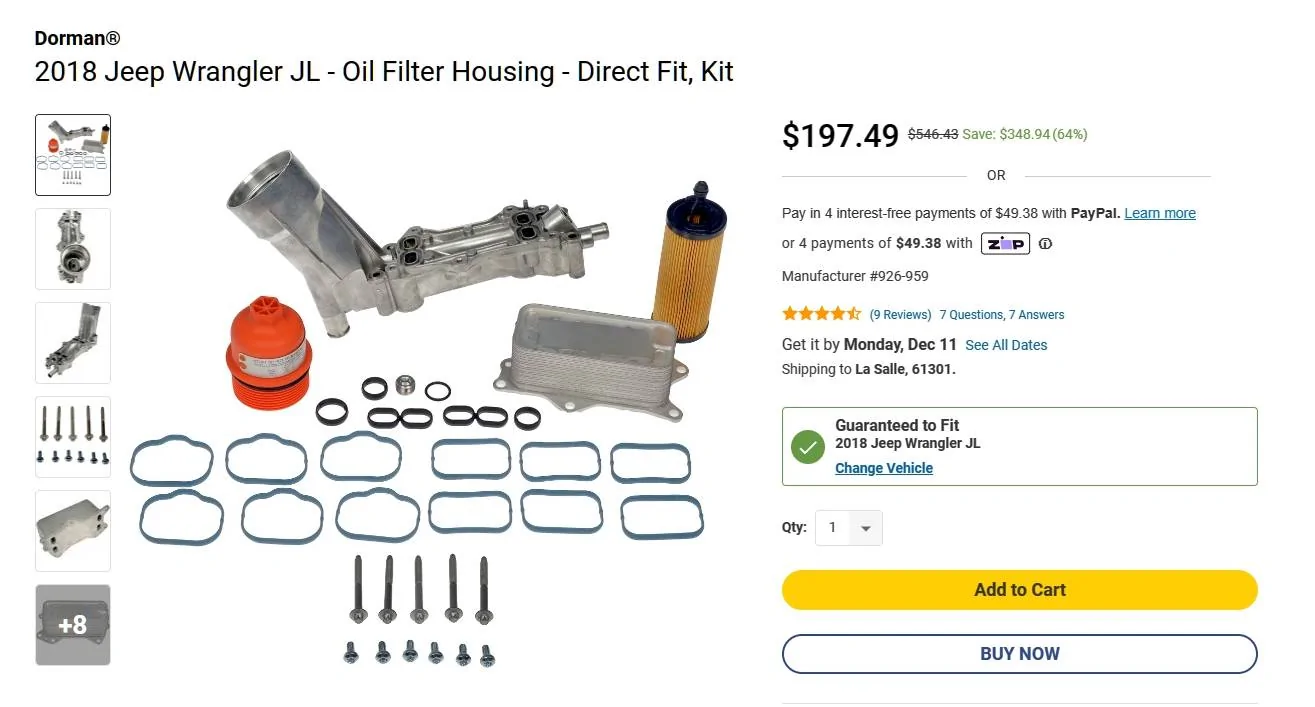 Jeep Gladiator oil filter housing breakage jeep oil cooler