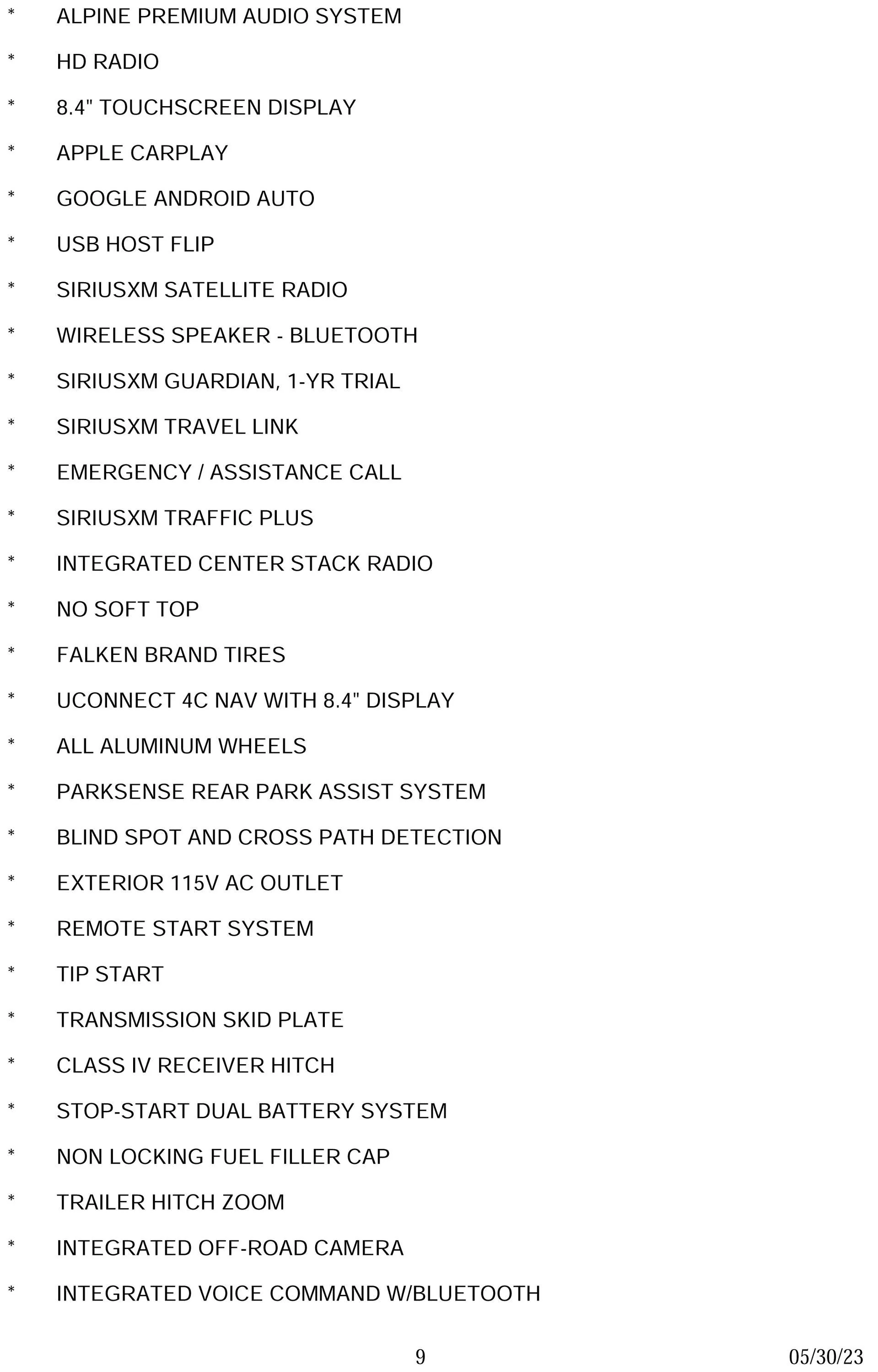 Jeep Gladiator Does my Jeep come with Sirius or Wifi? BuildSheetServlet-9