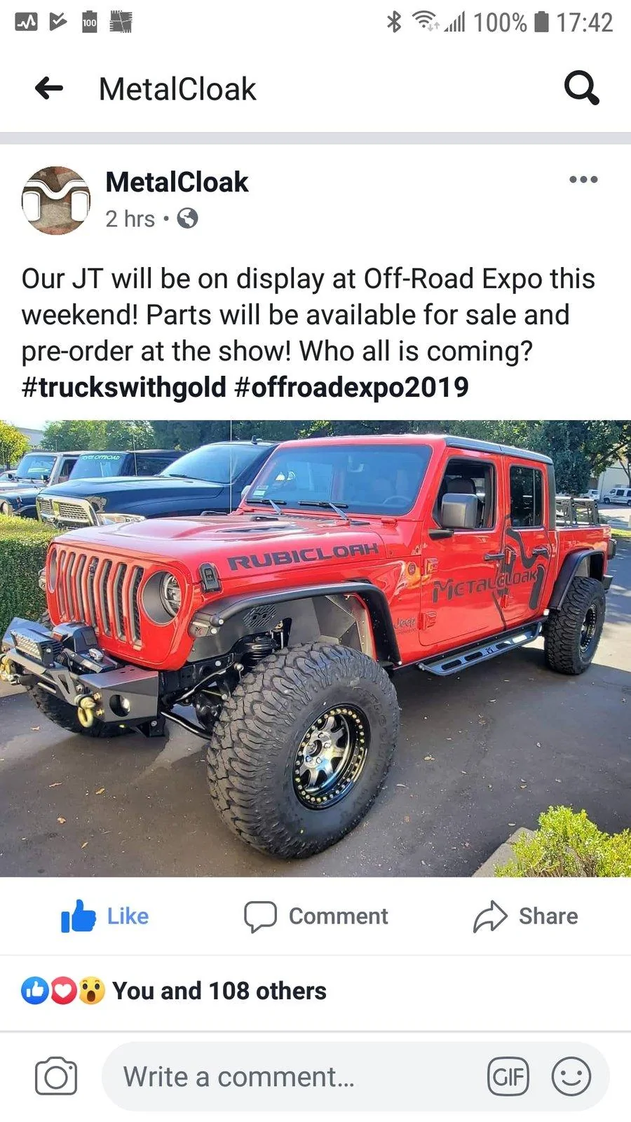 Jeep Gladiator Metalcloak lift Screenshot_20190927-174240_Facebook