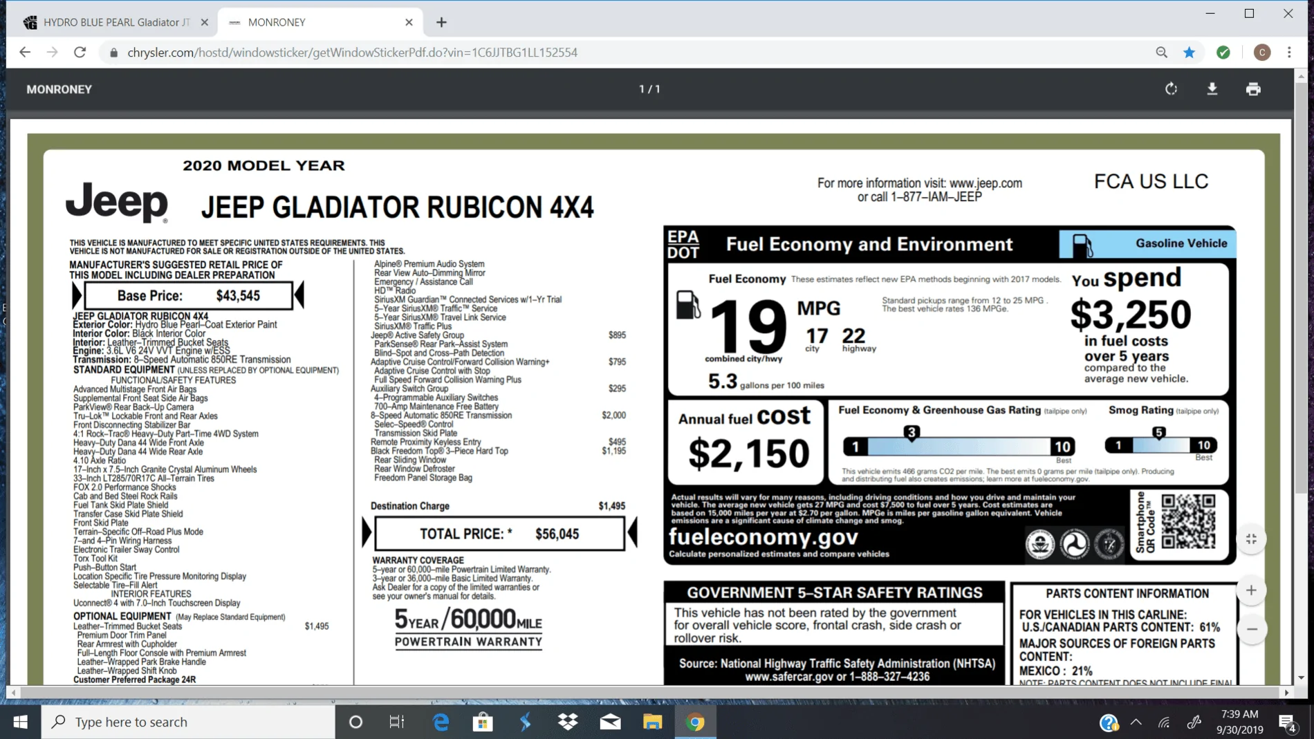 Jeep Gladiator HYDRO BLUE PEARL Gladiator JT Club upload_2019-9-30_7-39-31
