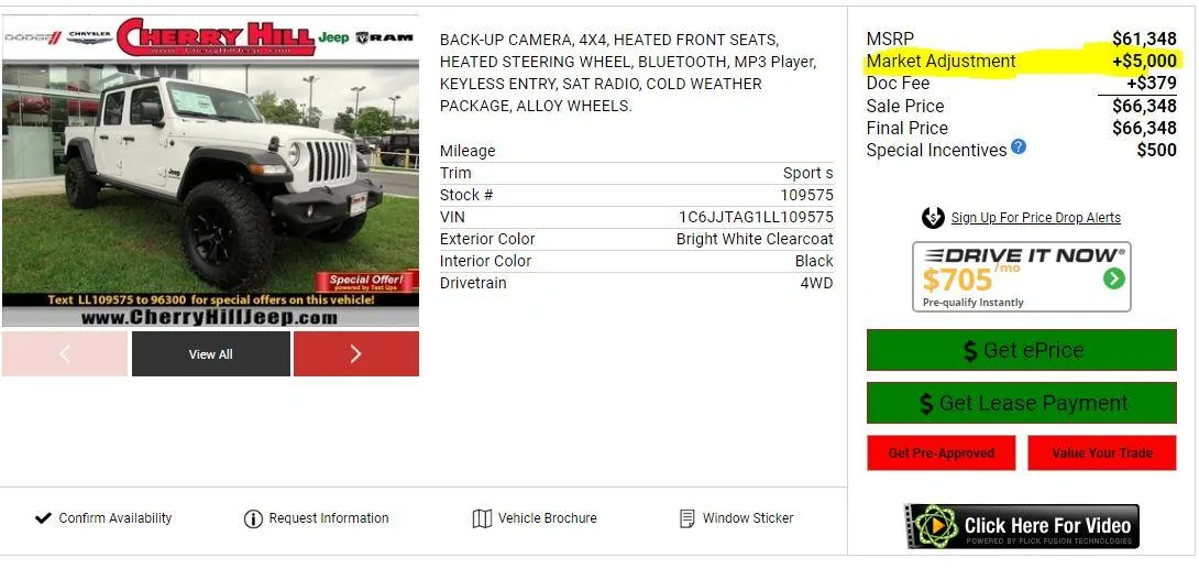Jeep Gladiator 2020 Jeep Gladiator Pricing: $33,545 (Sport), $40,395 (Overland), $43,545 (Rubicon) + Options Prices Captur