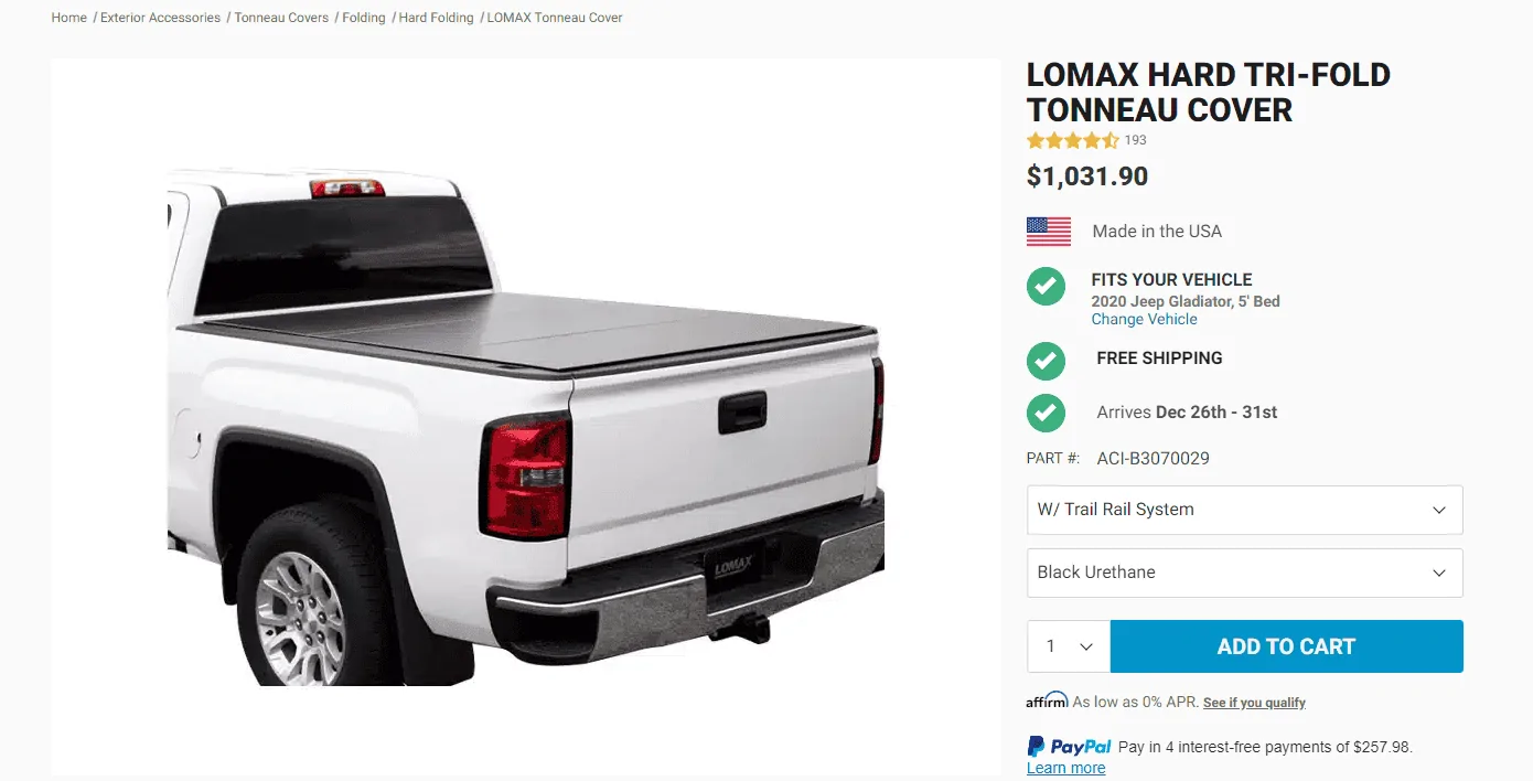 Jeep Gladiator Brand New Lomax Hard Tri-Fold Tonneau Cover Screenshot 2023-12-20 154240