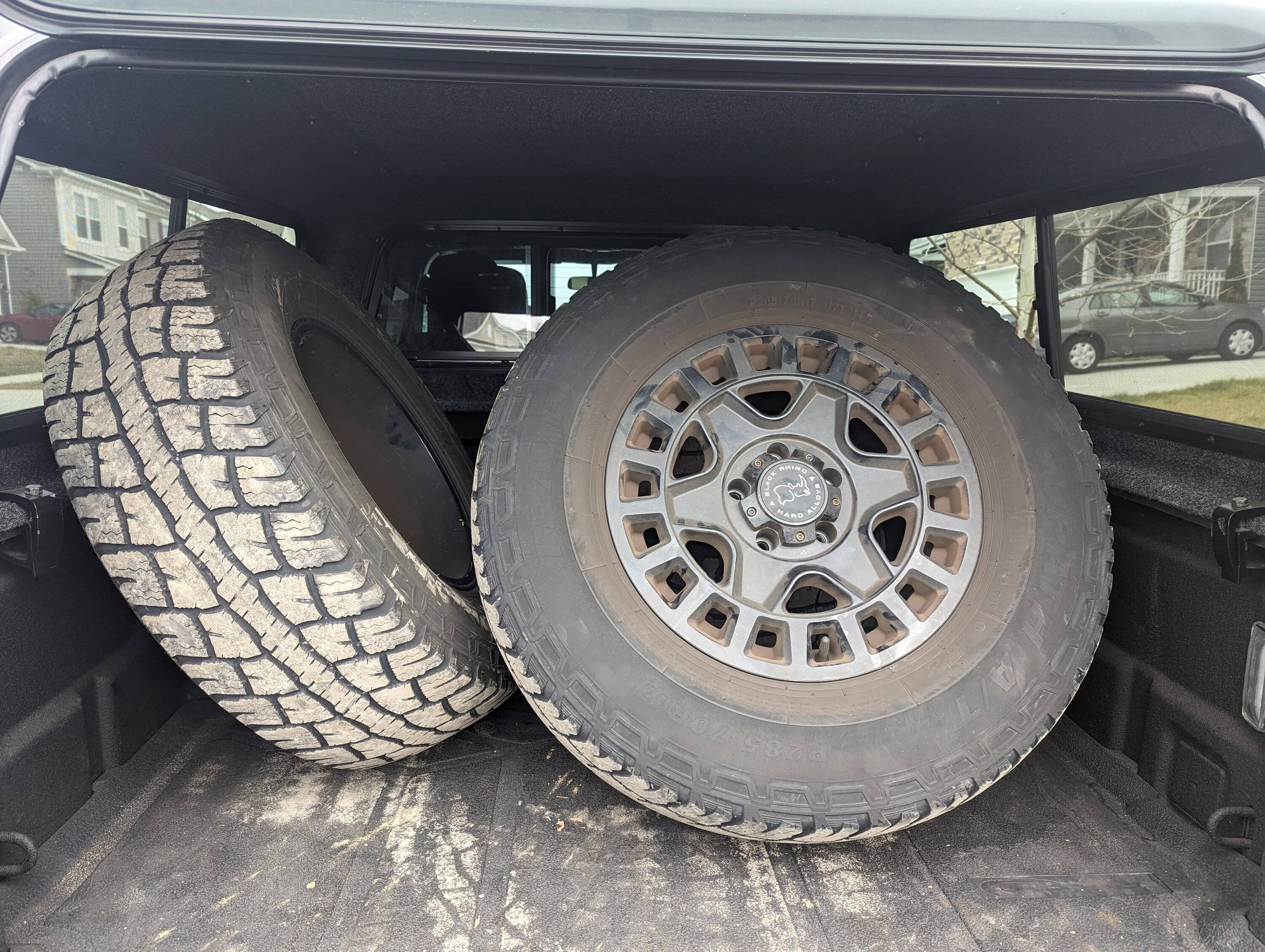 Jeep Gladiator (4) 17x8 Black Rhino York Matte Black wheels with 33" (285/70/17) tires PXL_20231223_134449446