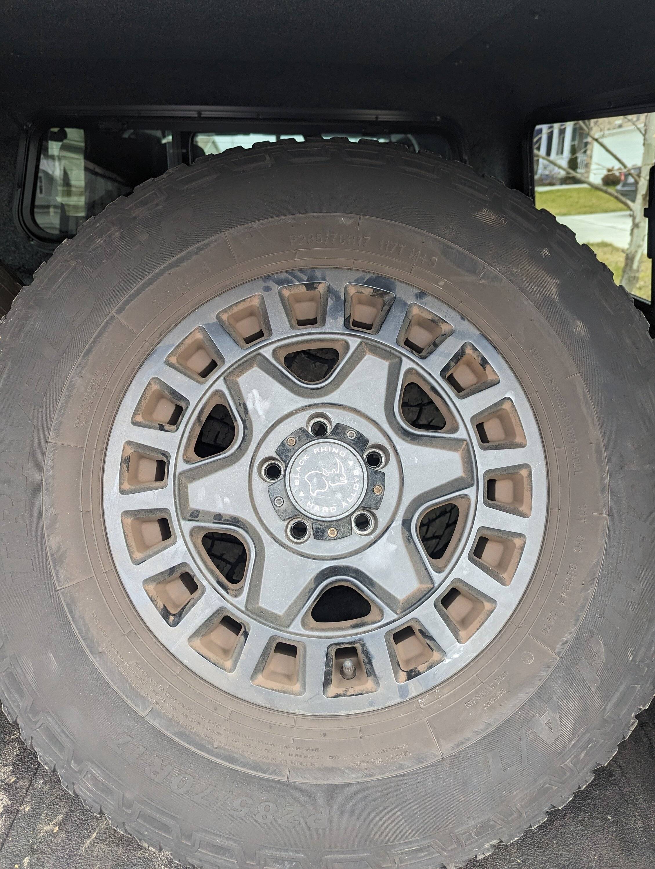 Jeep Gladiator (4) 17x8 Black Rhino York Matte Black wheels with 33" (285/70/17) tires PXL_20231223_134443982